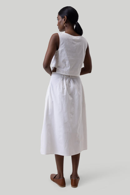 Overlap Midi Skirt in White-1