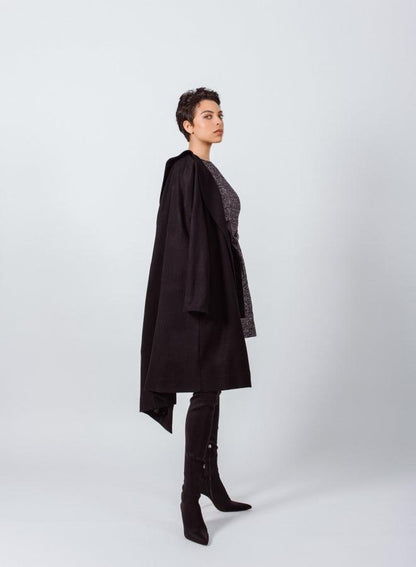 Worsted Flannel Long Trench Coat-1