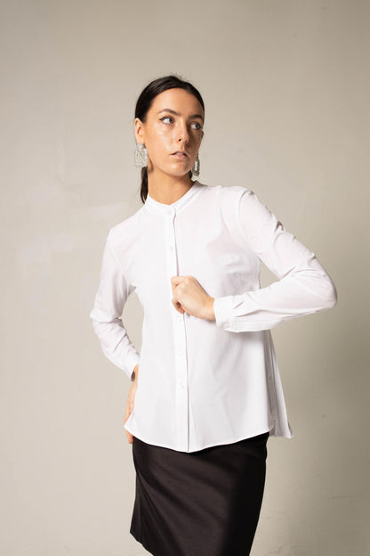 Stylish Pleated Blouse in White-1