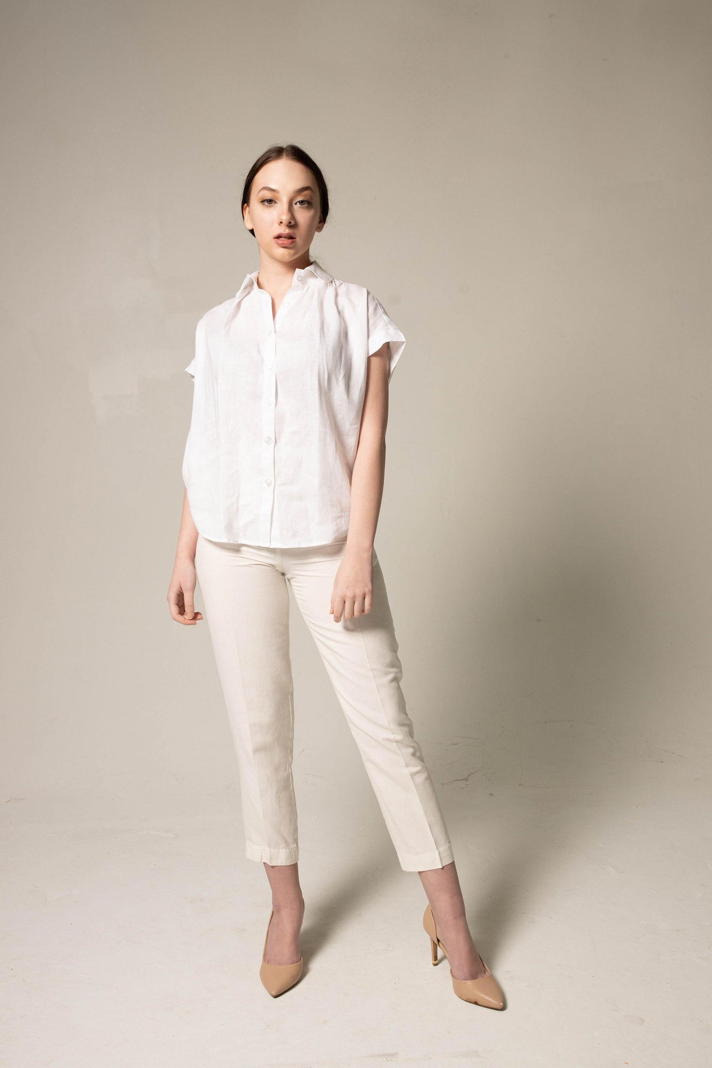 Classic Linen White Blouse-1