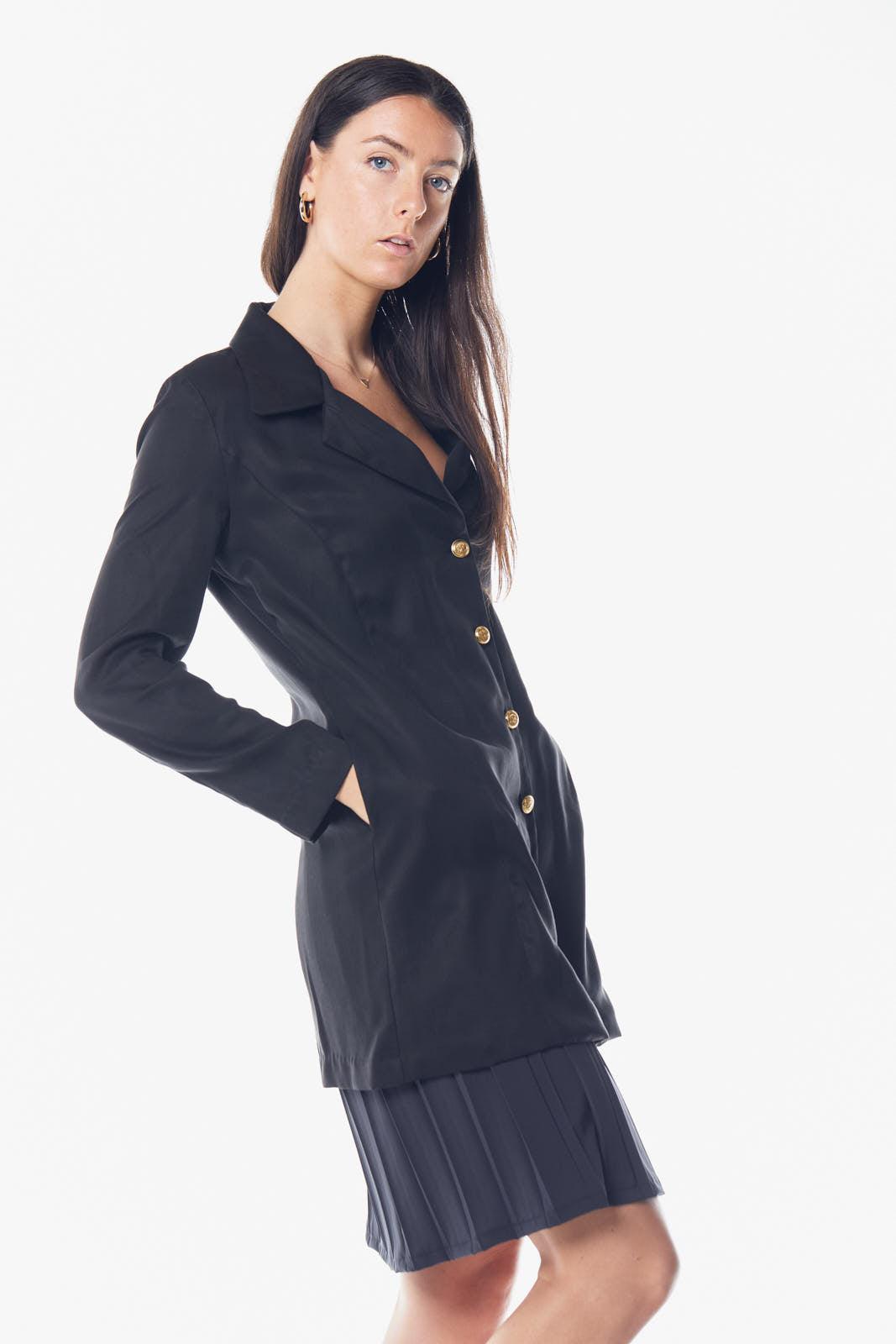 The Grace Long Blazer Dress in Black-0