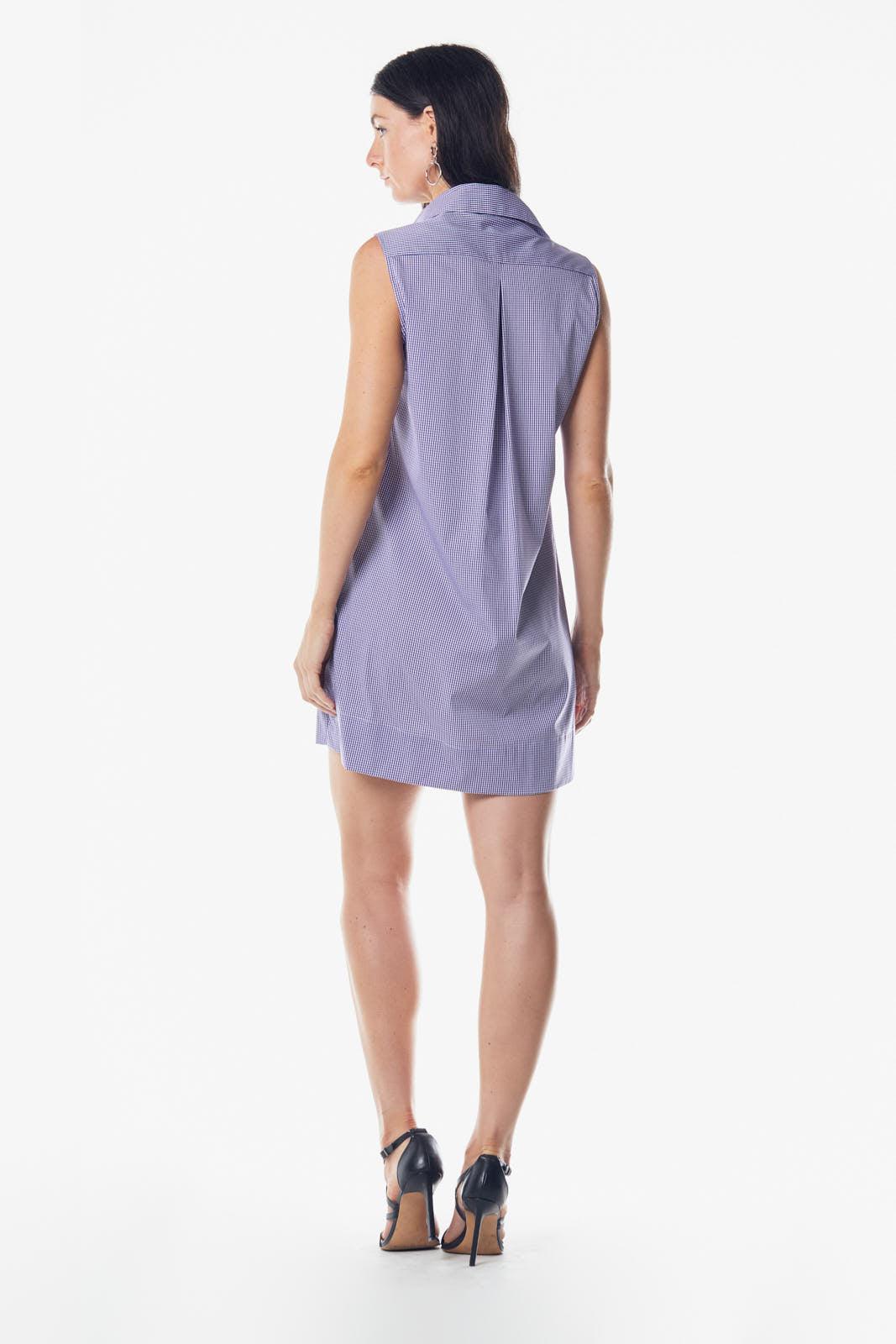 Italian Cotton Sleeveless Dress in Purple-3