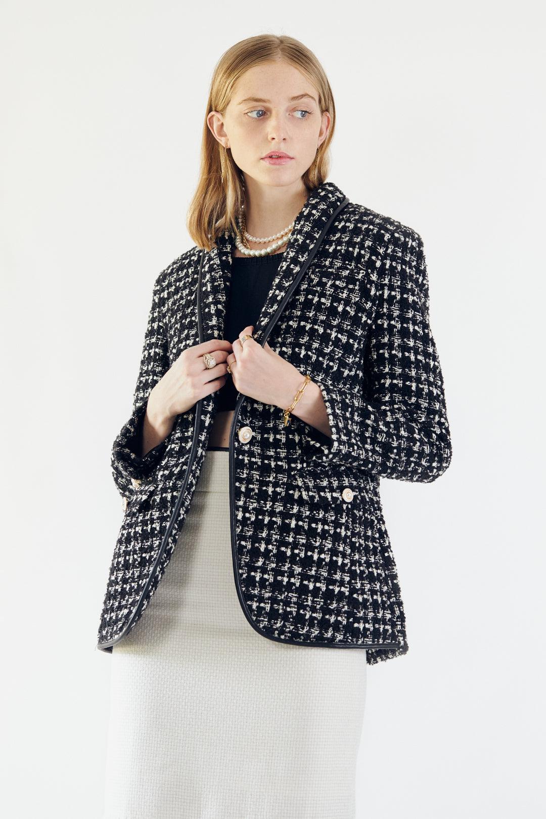 Black & White Tweed Checkers Blazer-1