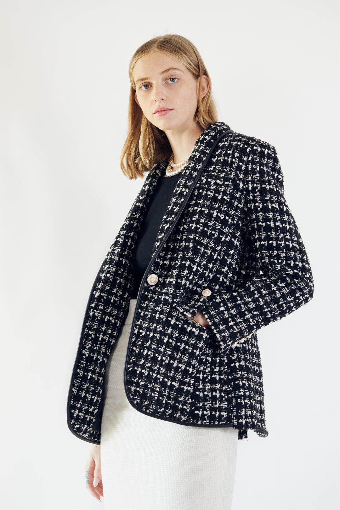 Black & White Tweed Checkers Blazer-0