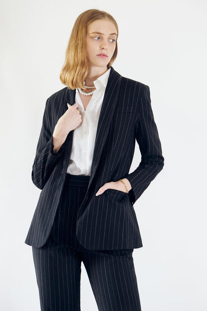 Black Pinstripes Blazer-1