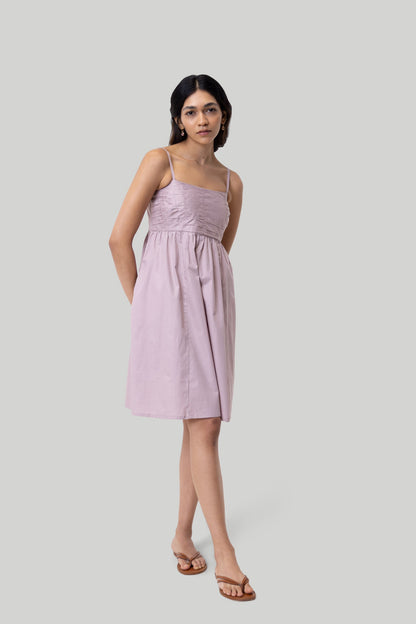 Ruched Strappy Dress in Pink-2