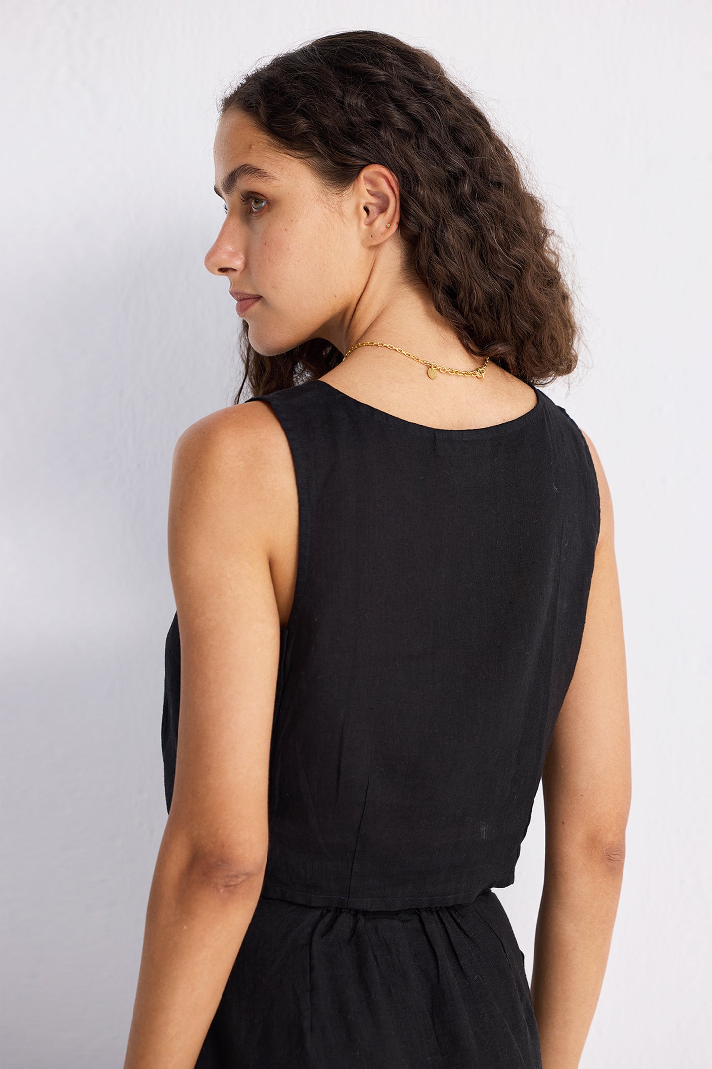 Boxy Crop Top in Black-1