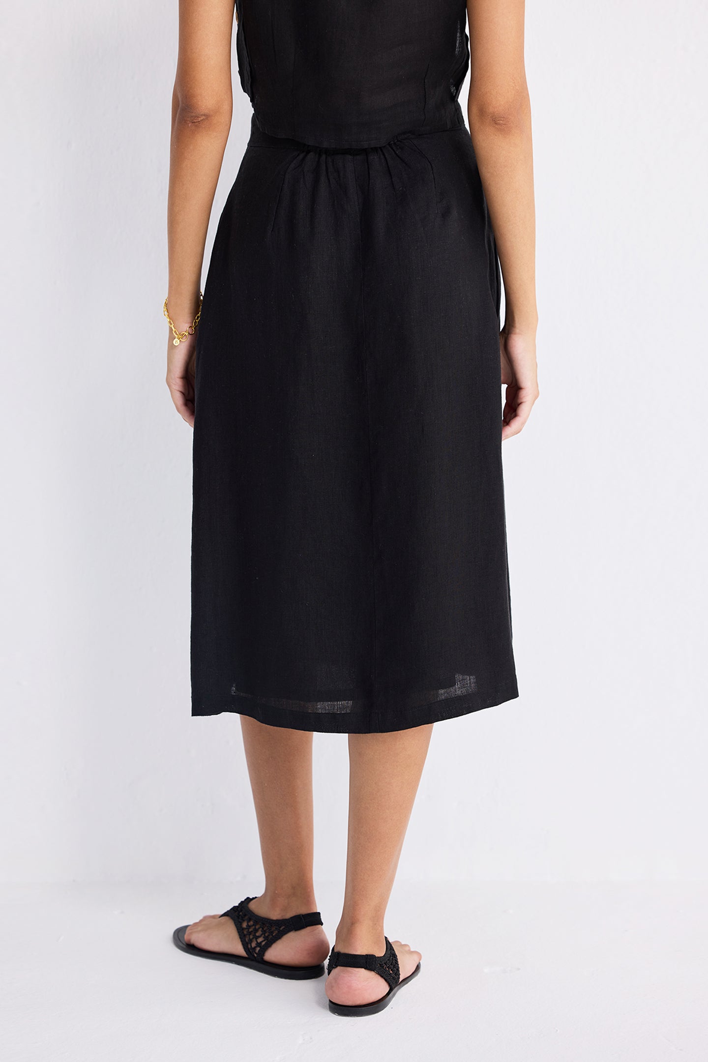 Overlap Midi Skirt in Black-2