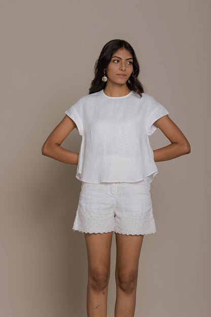 Sandcastle Saturdays Top in White-2