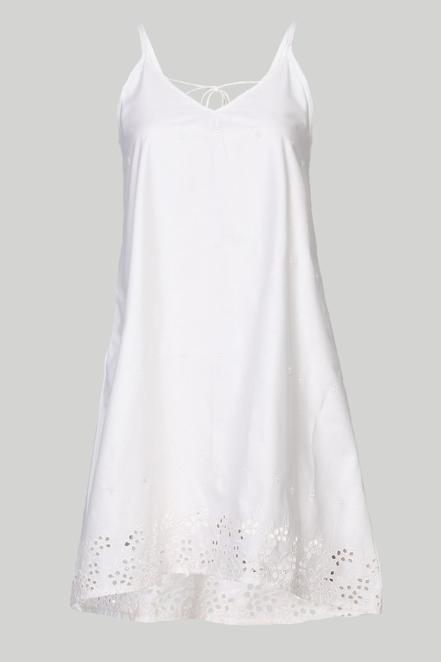 Short Tent Dress in White Embroidery-4