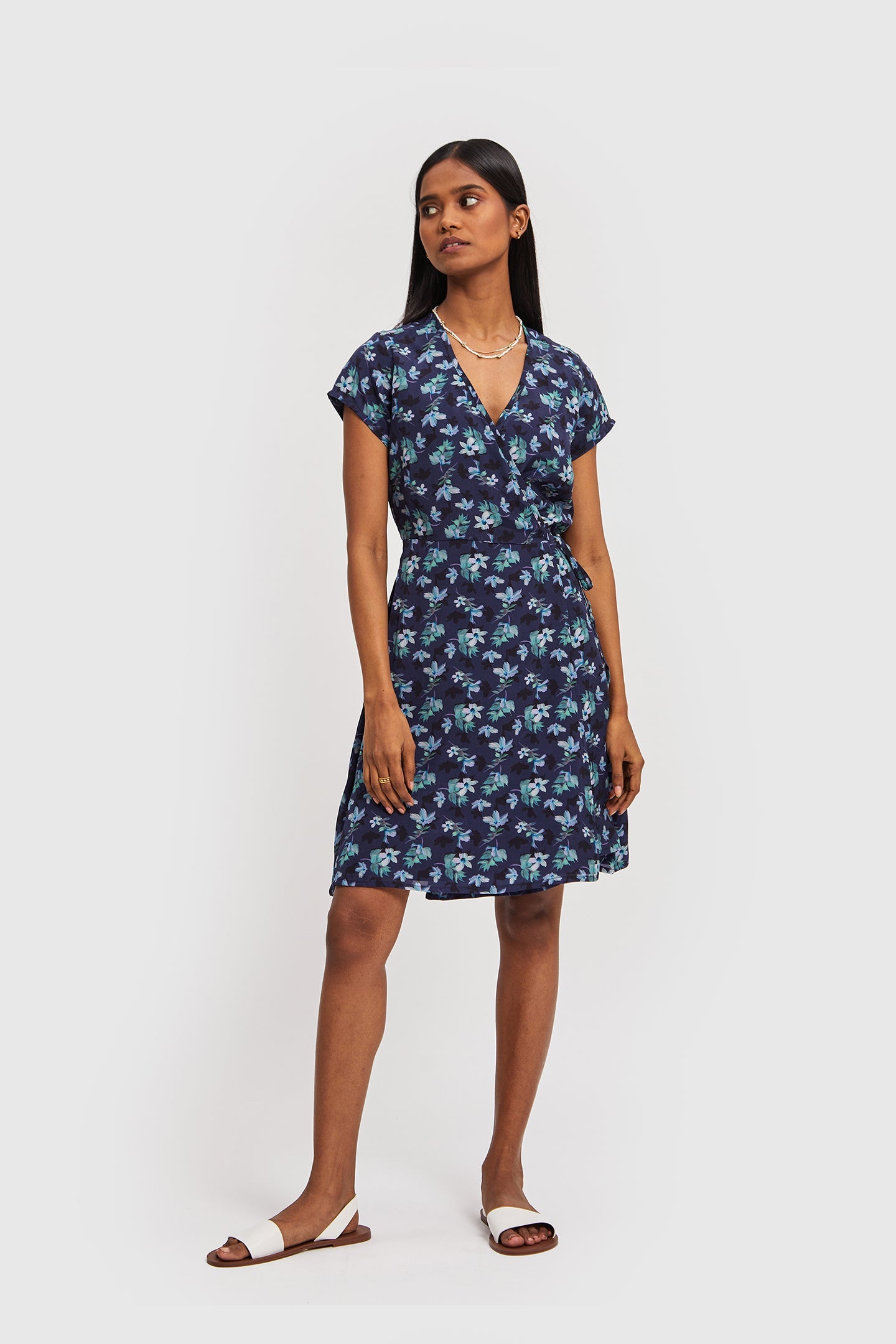 Short Wrap Dress Midnight Florals-0