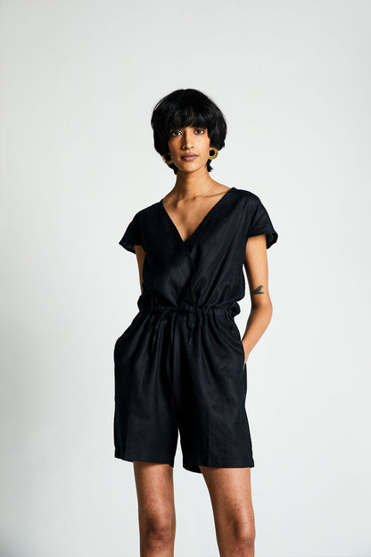 Smoke and Mirrors Romper in Black-1