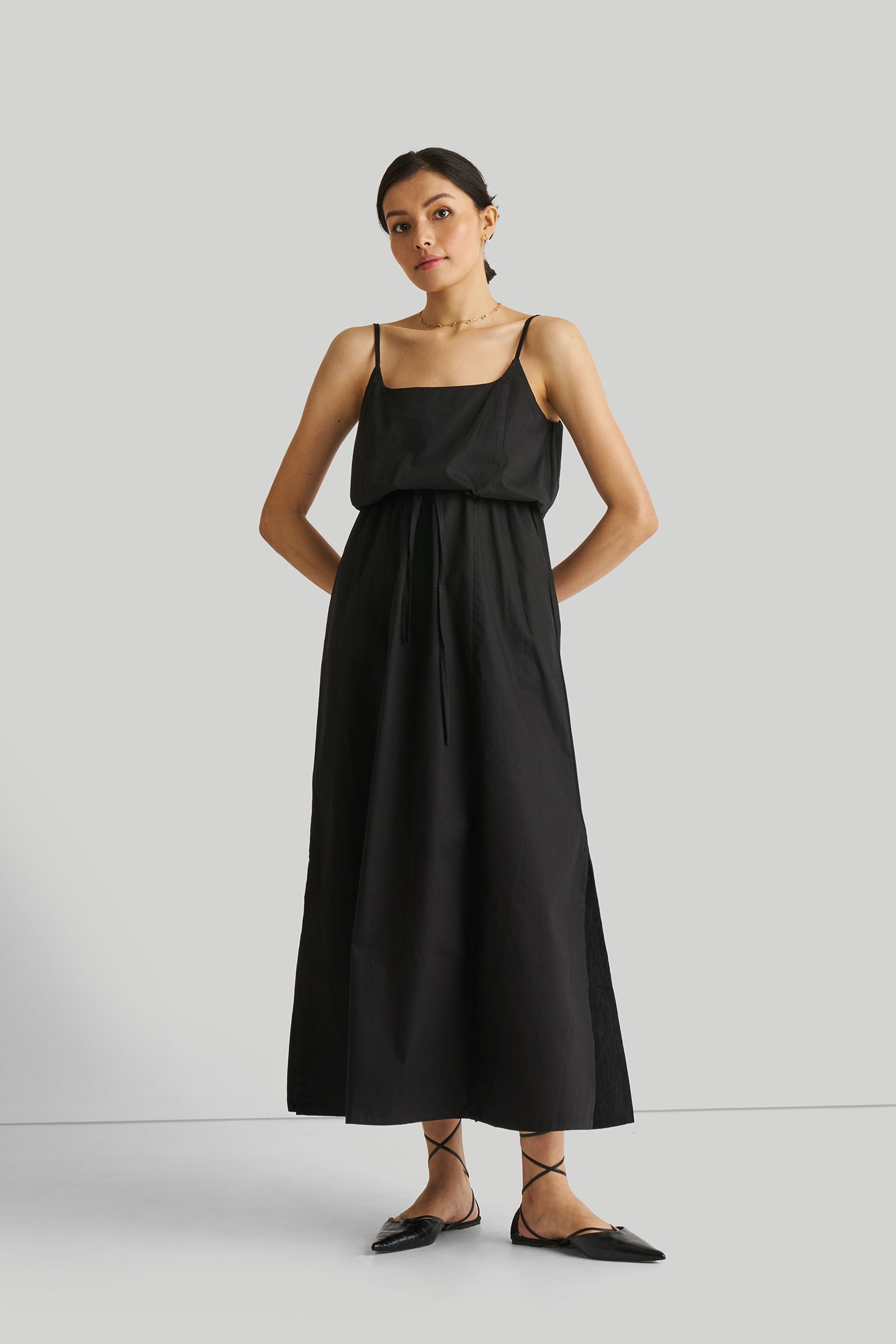 Strappy Maxi Dress in Black-0