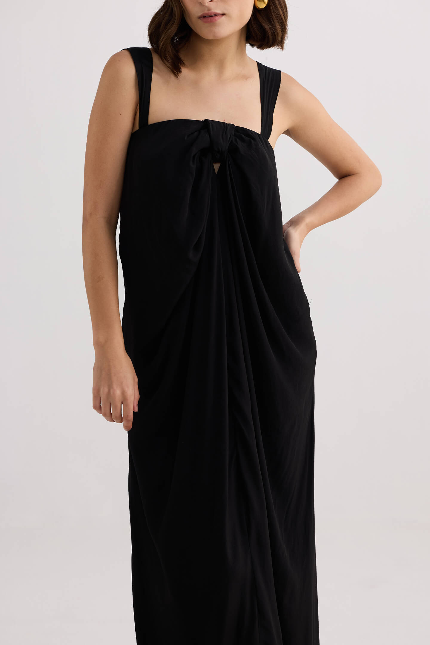 Twilight Twist Strappy Maxi Dress in Black-4