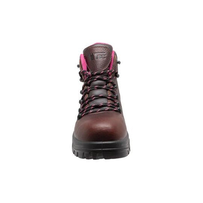 Women 6'' Waterproof Soft Toe Work Boot Brown Leather Boots-4