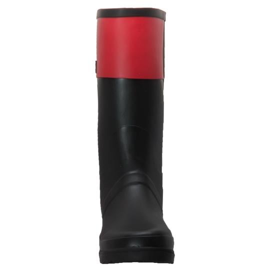 Women's Rubber Rider Boot With Red Cuff Black Leather Boots-3