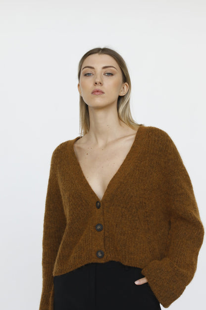 Cardigan con risvolti in misto Lana e Alpaca - Perla-1