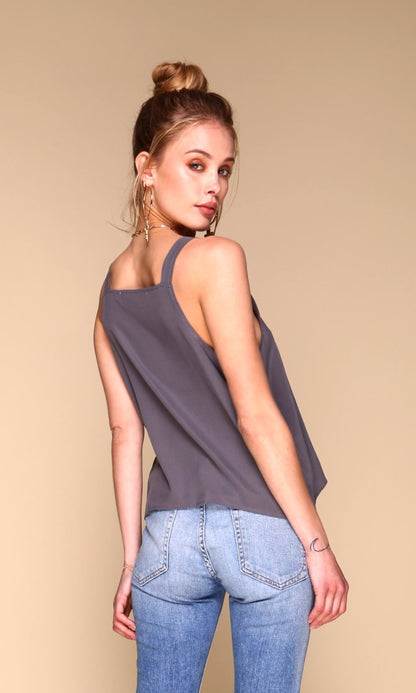 Ada Tank | Gunmetal Grey silk tank top-2