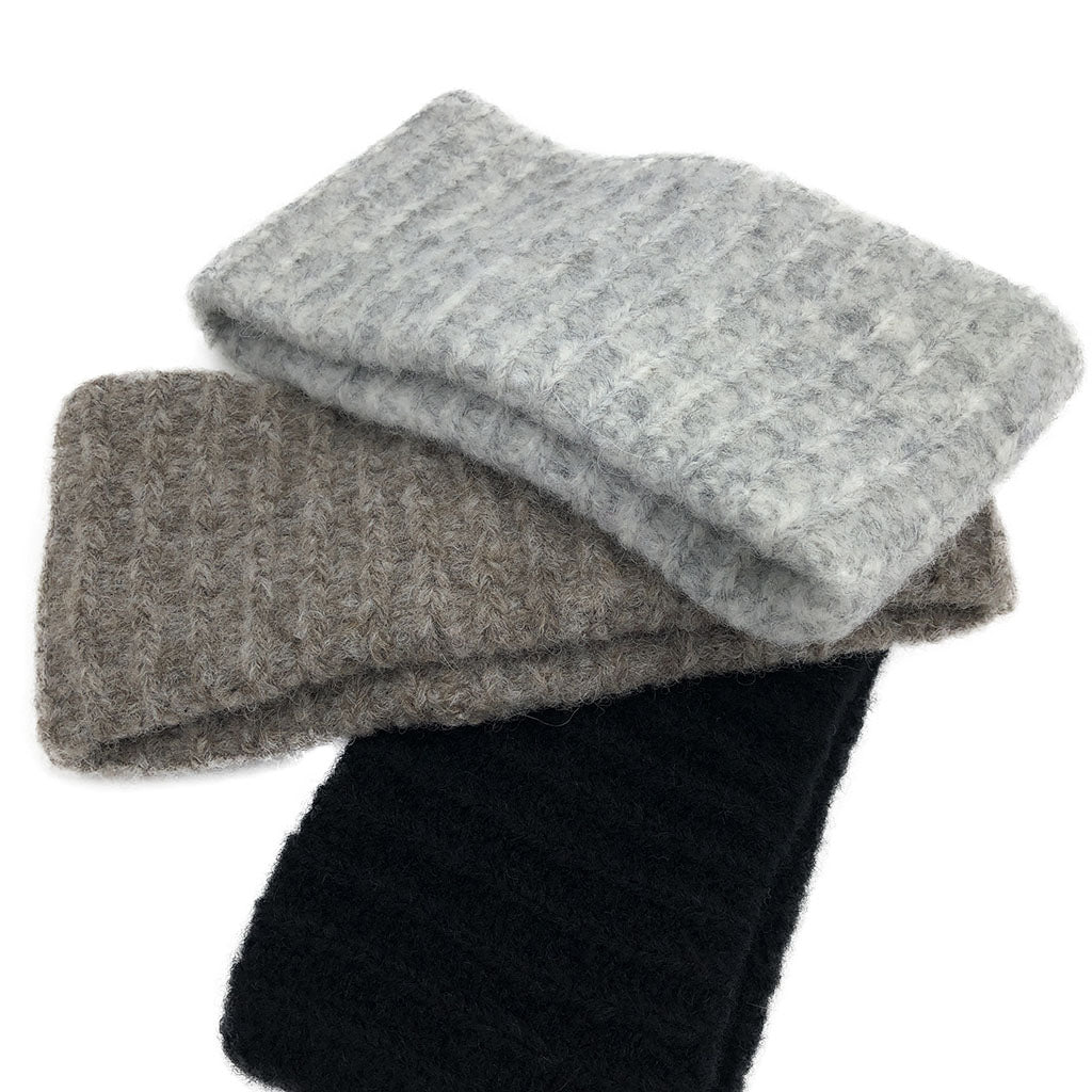 Black Ribbed Alpaca Ear Warmer-3