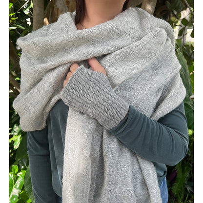 Gray Loop Knit Alpaca Scarf-1