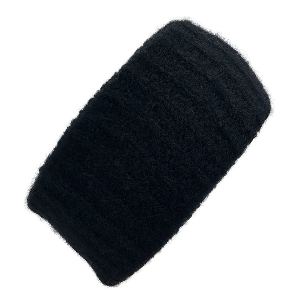 Black Ribbed Alpaca Ear Warmer-0