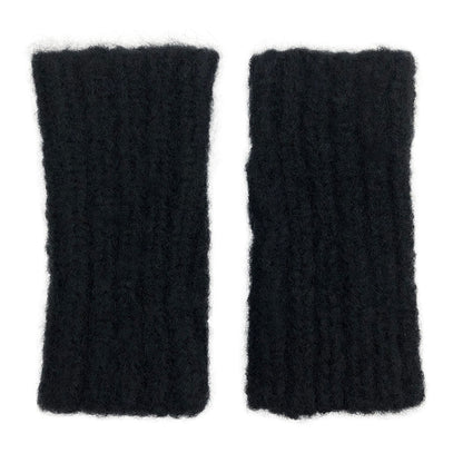 Black Ribbed Alpaca Gloves-0