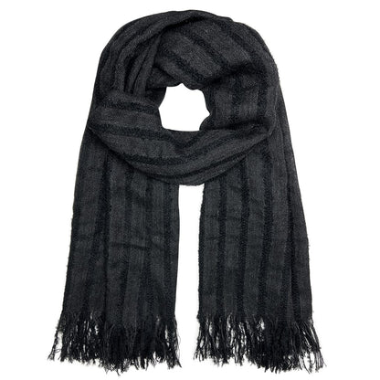 Black Loop Knit Alpaca Scarf-0