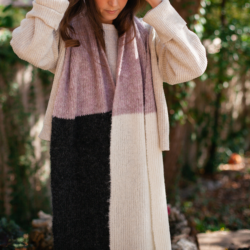 Blush Color Block Alpaca Scarf-2