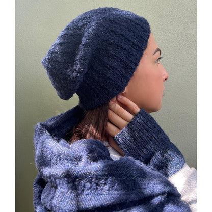 Navy Loop Knit Alpaca Beanie-1