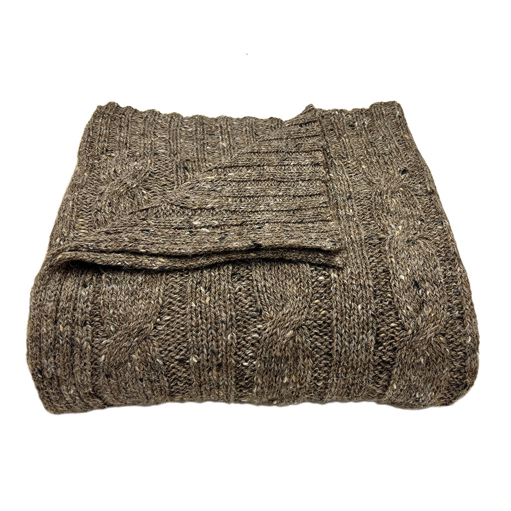 Mocha Cable Knit Alpaca Throw-0