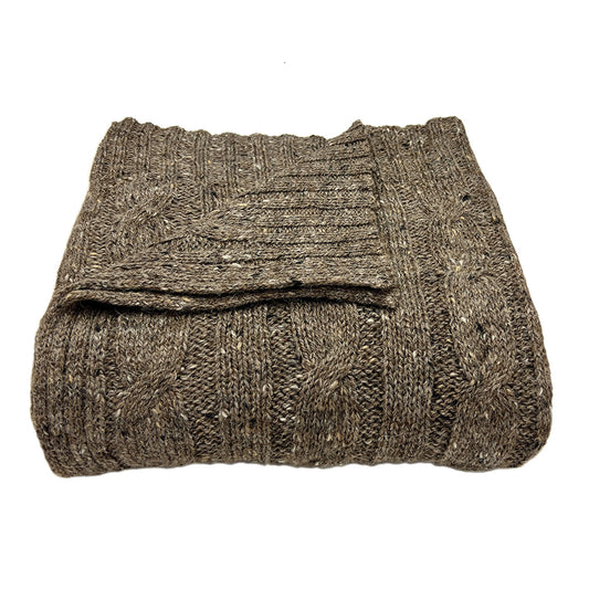 Mocha Cable Knit Alpaca Throw-0