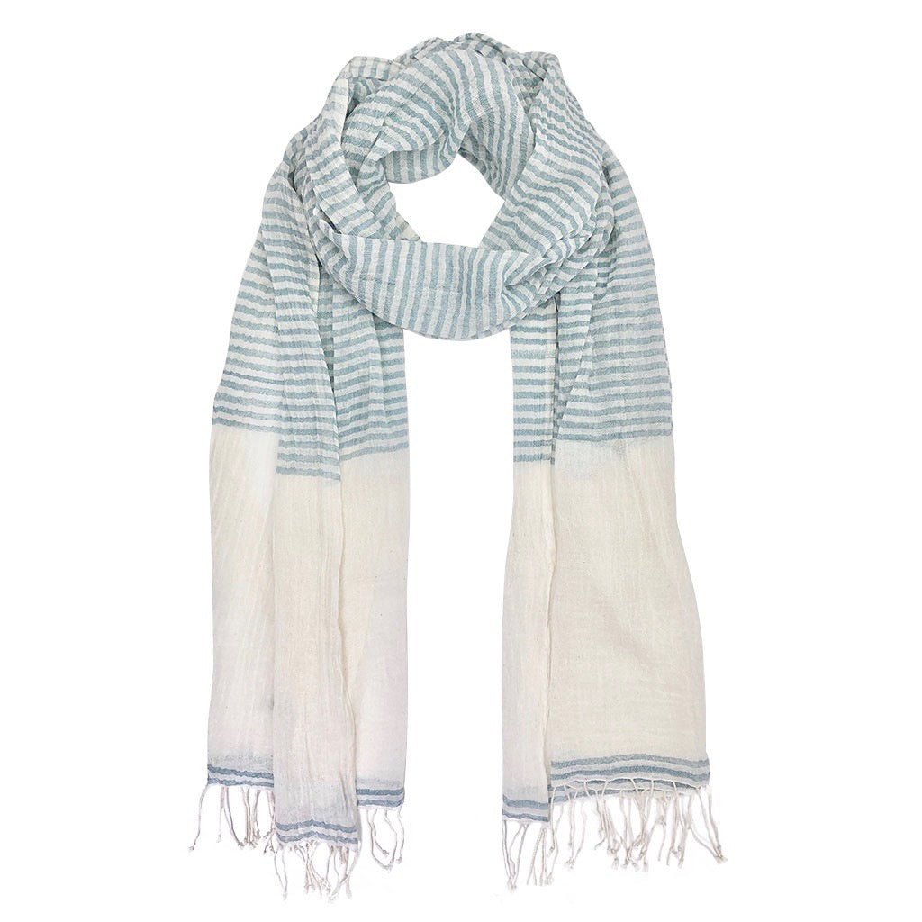 Airy Cotton Stripe Scarf-0