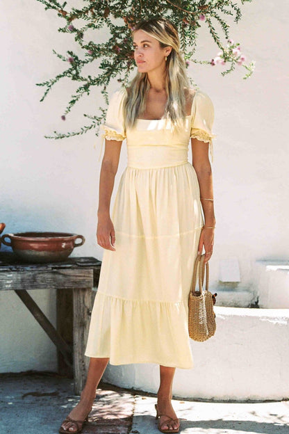 Canyon Dress | Soft Yellow | Silk dress-1