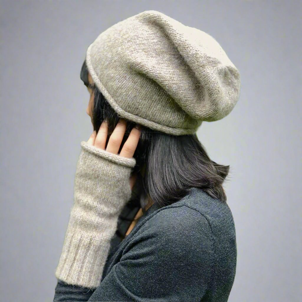 Beige Essential Knit Alpaca Beanie-1