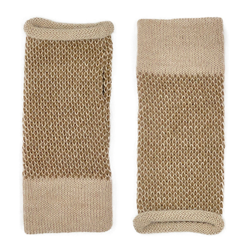 Camel Interwoven Alpaca Gloves-0