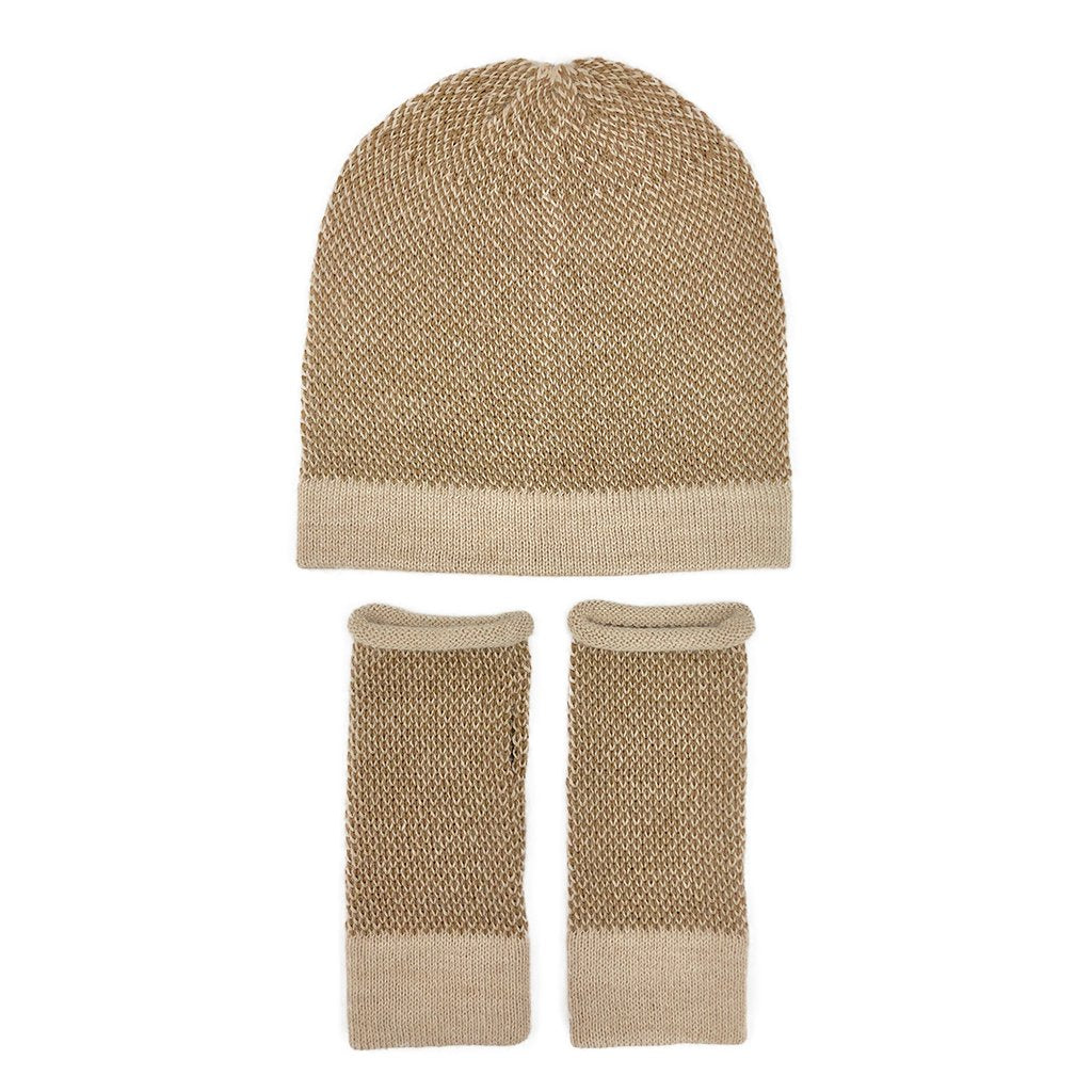 Camel Interwoven Alpaca Beanie-3