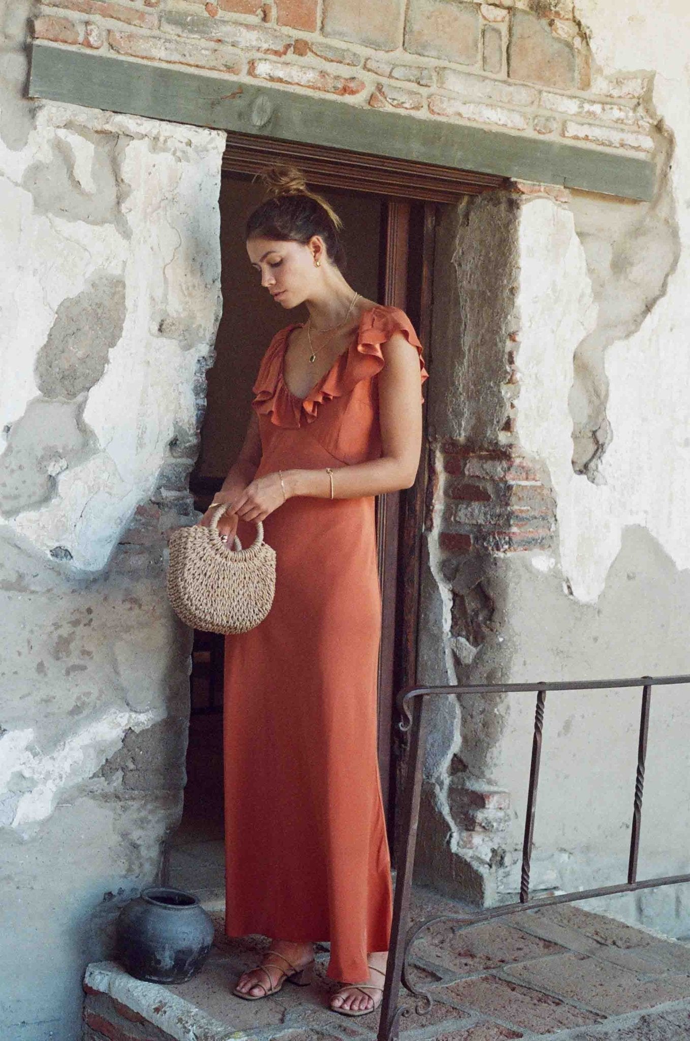 Florence Dress - Sandstone Orange Silk Dress-1