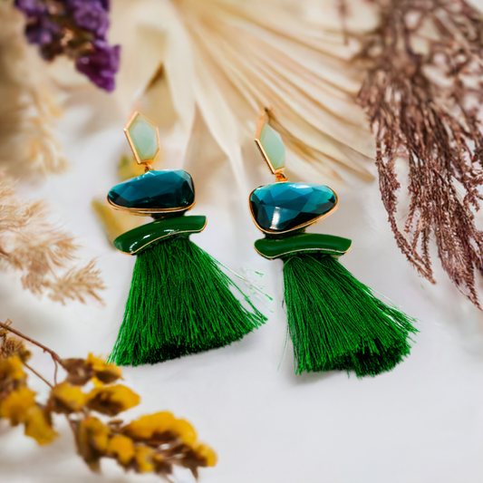 Emerald Sparkle Gems Earrings-0