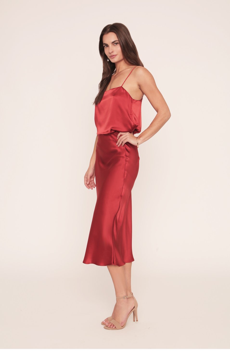 Kendall Slip | Tango Red Silk Skirt-0