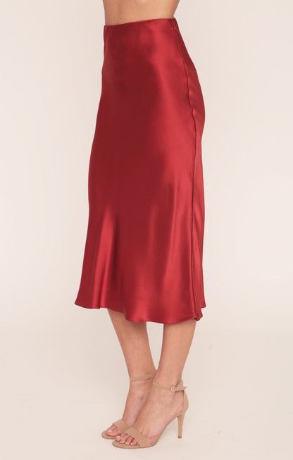 Kendall Slip | Tango Red Silk Skirt-2