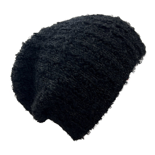 Black Loop Knit Alpaca Beanie-0