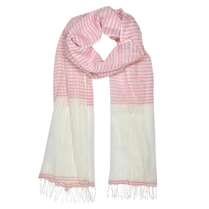 Airy Cotton Stripe Scarf-3