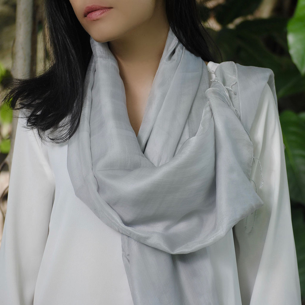 Silver Moon Khmer Silk Scarf-1