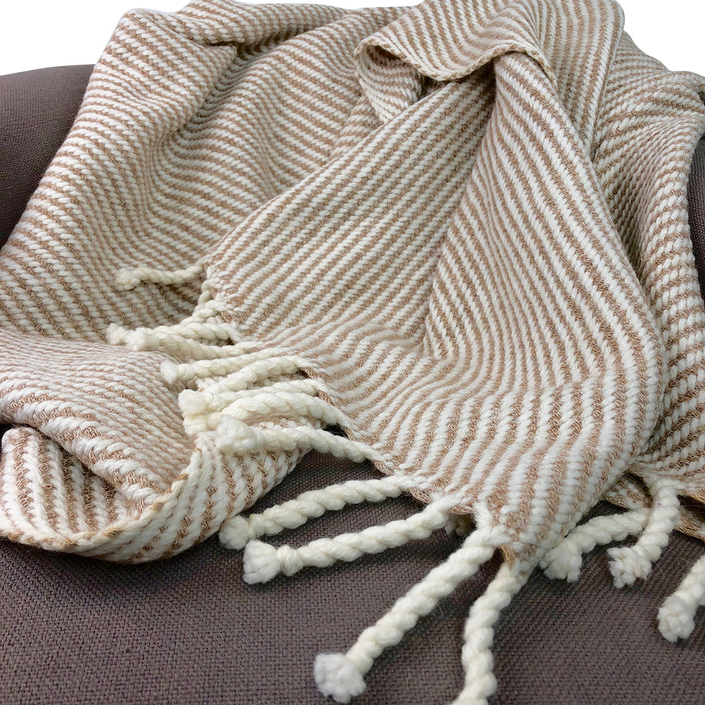 Chunky Camel Stripe Alpaca Throw-2