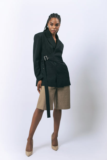 Luna Noir Pinstripe Blazer-0