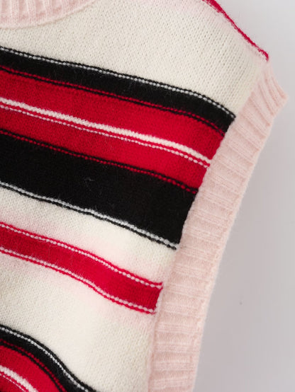 Pink and Black Striped Sweater Vest