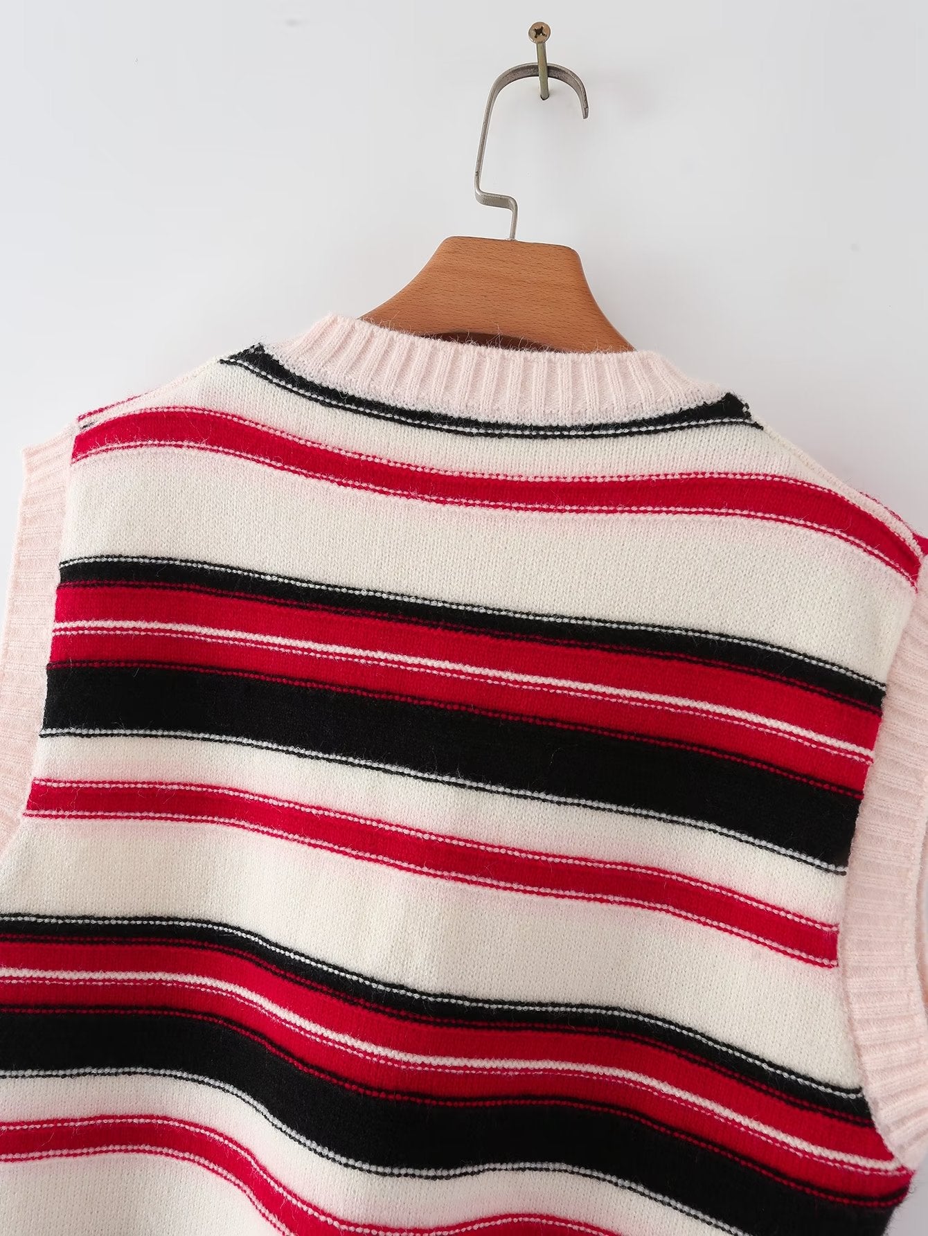 Pink and Black Striped Sweater Vest