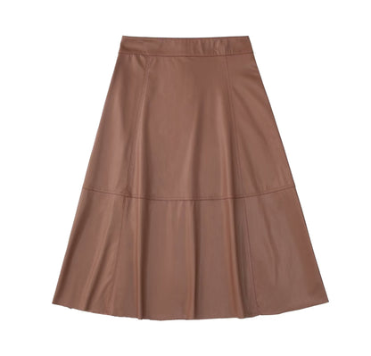 High Waist Button Faux Leather Skirt