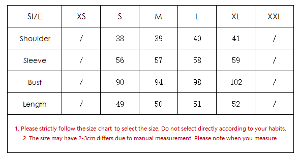 Short Faux Leather Jacket Size Chart