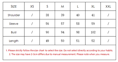 Short Faux Leather Jacket Size Chart